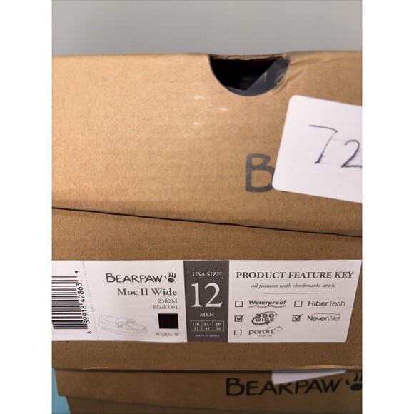 Bearpaw Moc II -Wide Men's Sheepskin Slippers - 2382M Black - US Size 12 Wide - Picture 8 of 8